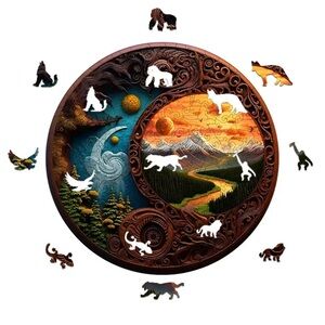 Sun and Moon Wooden Wall Art Decor